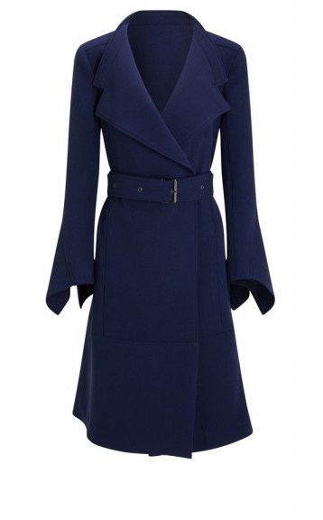 ROLAND MOURET‎ Millington Navy Wool-Crepe Coat ~ chic blue winter coats - flipped