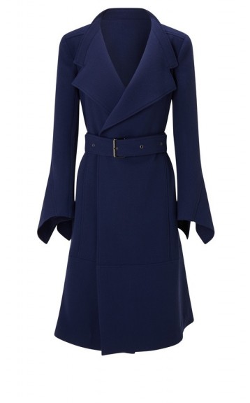 ROLAND MOURET‎ Millington Navy Wool-Crepe Coat ~ chic blue winter coats