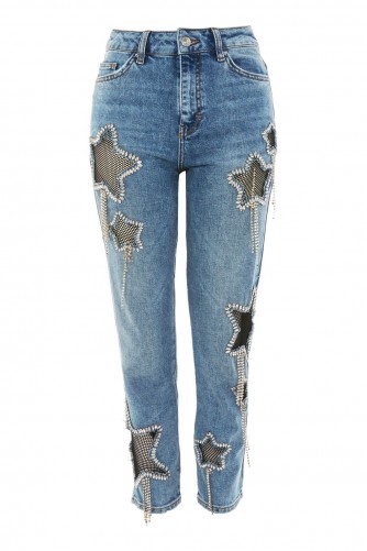 Topshop MOTO Bleach Diamante Star Jeans | embellished denim