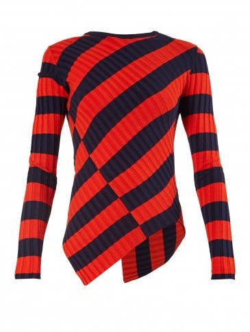 ALTUZARRA Mullins asymmetric striped ribbed-knit top - flipped