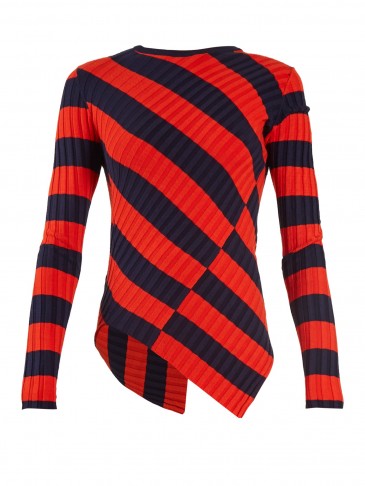 ALTUZARRA Mullins asymmetric striped ribbed-knit top