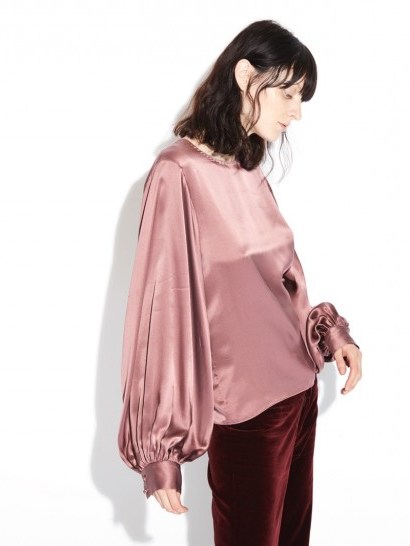NILI LOTAN LORETTA BLOUSE in DUSTY ROSE | pink silk blouses - flipped
