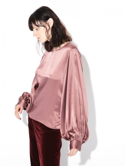 NILI LOTAN LORETTA BLOUSE in DUSTY ROSE | pink silk blouses