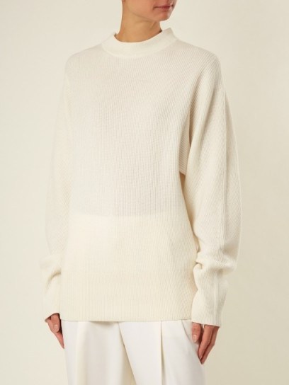 THE ROW Nyx ribbed-knit cashmere sweater ~ ivory sweaters ~ effortless style ~ luxe knitwear - flipped