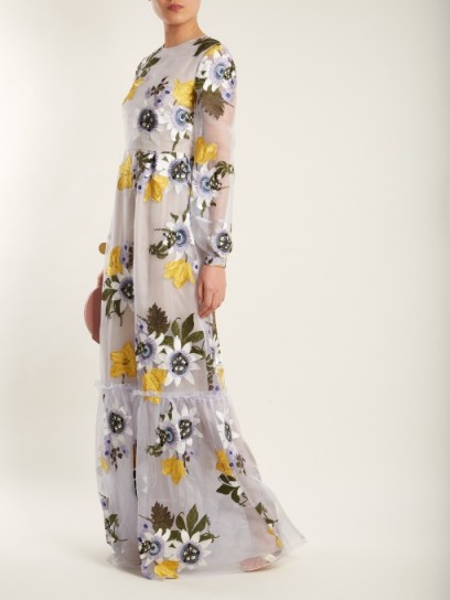 ERDEM Ora floral-embroidered silk-organza gown ~ feminine event gowns