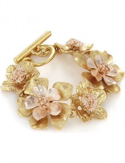 OSCAR DE LA RENTA Bold flower bracelet / gold tone floral bracelets / statement jewellery - flipped