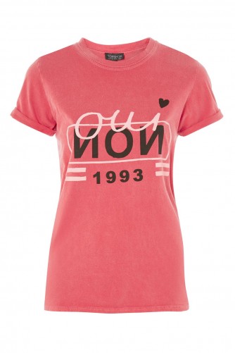 TOPSHOP ‘Oui Non 1993’ Slogan T-Shirt / red t-shirts