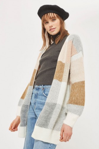 Topshop Oversized Checked Cardigan | neutral patchwork pattern cardigans