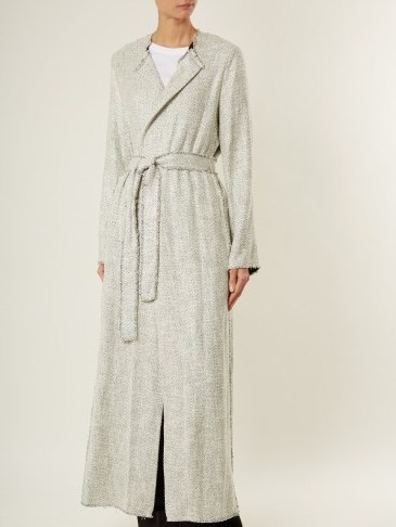 THE ROW Paycen tweed coat ~ long grey belted coats - flipped