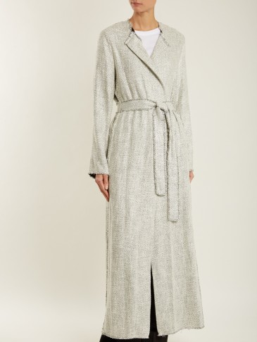 THE ROW Paycen tweed coat ~ long grey belted coats