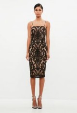 peace + love black baroque placed lace midi dress ~ strappy going out dresses ~ party luxe