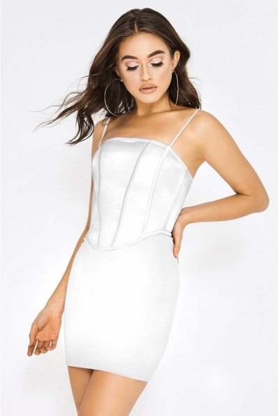 PIA MIA WHITE SATIN CORSET DRESS – strappy party dresses