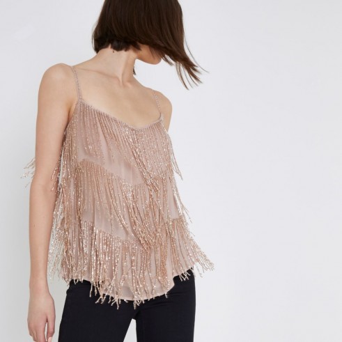 River Island Pink beaded cami top – strappy party tops