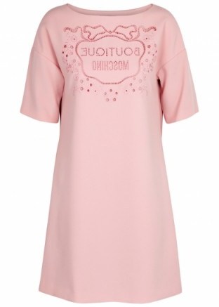 BOUTIQUE MOSCHINO Pink logo-embroidered dress / designer shift - flipped