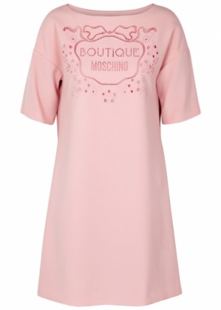 BOUTIQUE MOSCHINO Pink logo-embroidered dress / designer shift