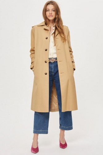 Topshop Power Shoulder Trench Coat | camel macs | belted winter coats with style - flipped