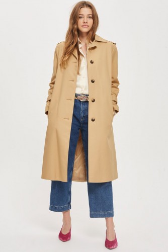 Topshop Power Shoulder Trench Coat | camel macs | belted winter coats with style
