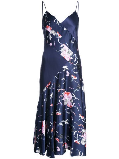 PRABAL GURUNG floral cami dress / strappy blue slip dresses - flipped