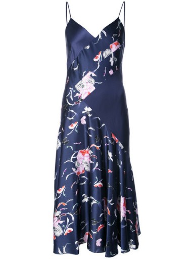 PRABAL GURUNG floral cami dress / strappy blue slip dresses