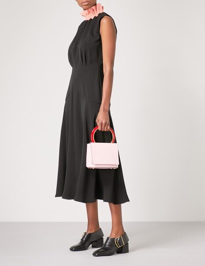 ROKSANDA Oleyda high-neck sleeveless silk midi dress ~ chic black ruffle trim dresses - flipped