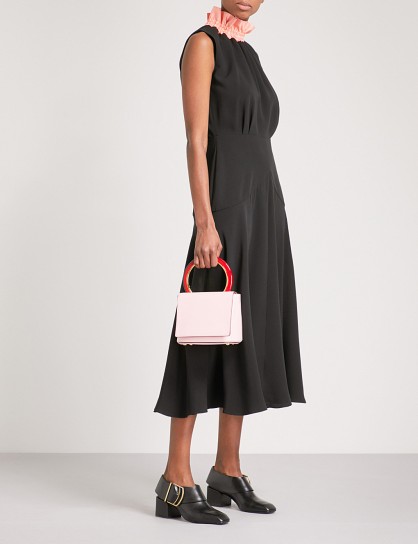 ROKSANDA Oleyda high-neck sleeveless silk midi dress ~ chic black ruffle trim dresses