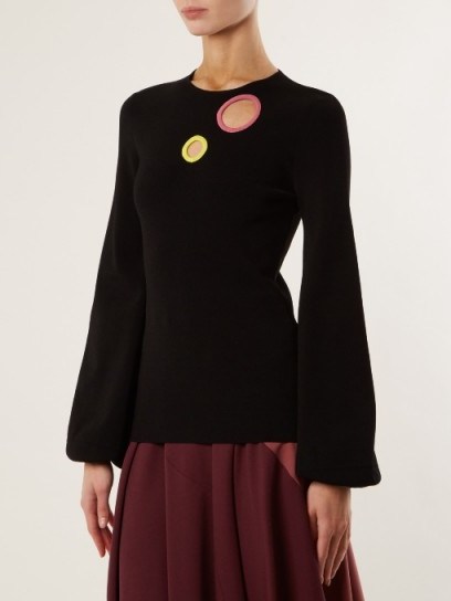 ROKSANDA Saher blouson-sleeve cut-out sweater ~ chic black sweaters - flipped