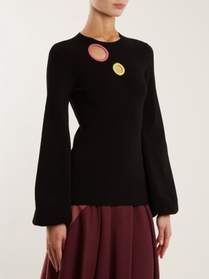 ROKSANDA Saher blouson-sleeve cut-out sweater ~ chic black sweaters