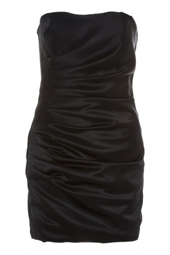 Topshop Satin Dress by Boutique – black strapless ruched party dresses - flipped