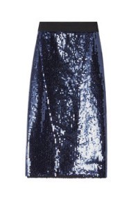 VICTORIA VICTORIA BECKHAM Blue Sequin Wrap Pencil Skirt – glittering evening skirts - flipped