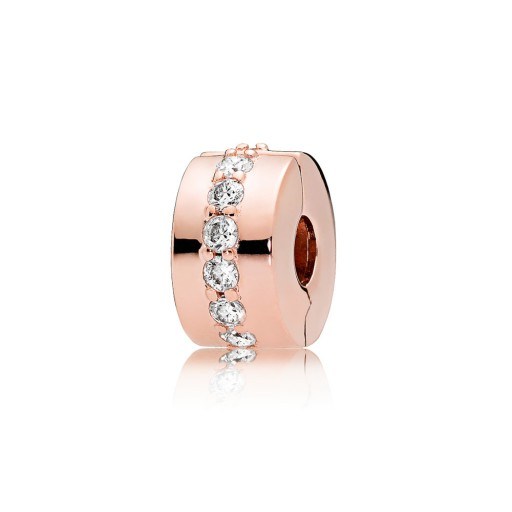 PANDORA Shining Path Clip | rose tone spacers for charm bracelets - flipped