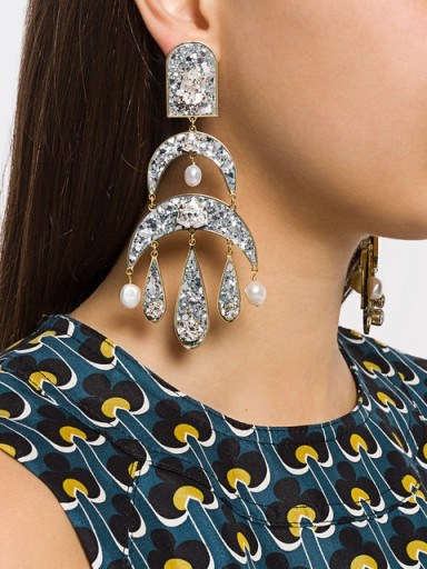 SHOUROUK Half Moon pendant earrings ~ glittering statement jewellery - flipped