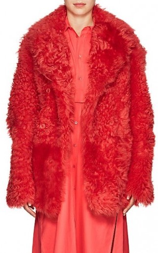 SIES MARJAN Pippa Shearling Peacoat | coral winter coats - flipped