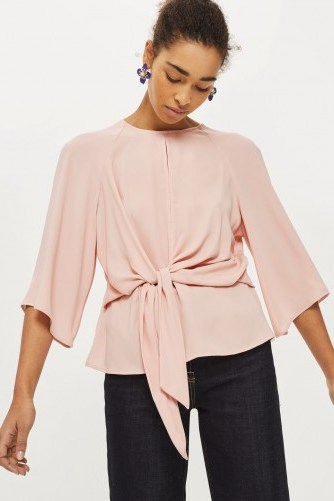 Topshop Slouchy Knot Front Blouse | blush tie waist blouses - flipped
