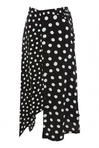 Topshop Spotted Hanky Hem Skirt | monochrome spot print asymmetric hem skirts - flipped