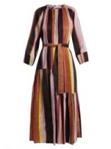 APIECE APART Stella striped linen and silk-blend midi dress ~ stripe print dresses