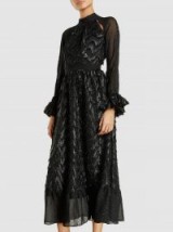 STINE GOYA‎ Agacia Fil Coupé Chiffon Midi Dress ~ black textured dresses ~ effortlessly feminine