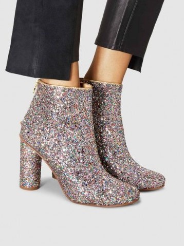 STINE GOYA‎ Luna Glittered Leather Ankle Boots ~ glittering footwear - flipped