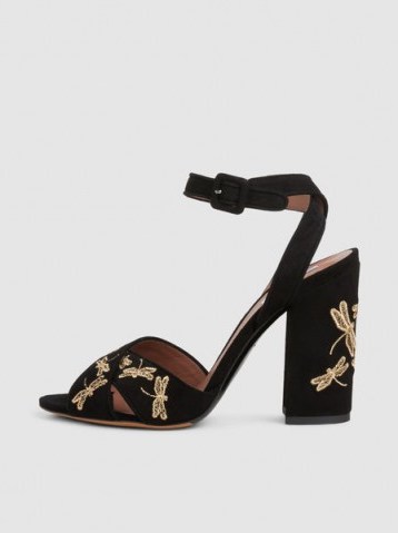 TABITHA SIMMONS‎ Connie Fly Embroidered Suede Block-Heel Sandals ~ dragonfly embroidery sandal - flipped