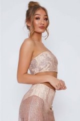 TAMMY HEMBROW ROSE GOLD GLITTER MESH BANDEAU TOP – strapless crop tops