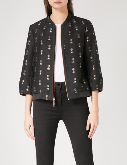 TED BAKER Ruthiee Spectacular embellished jacquard bomber jacket ~ effortless style jackets - flipped