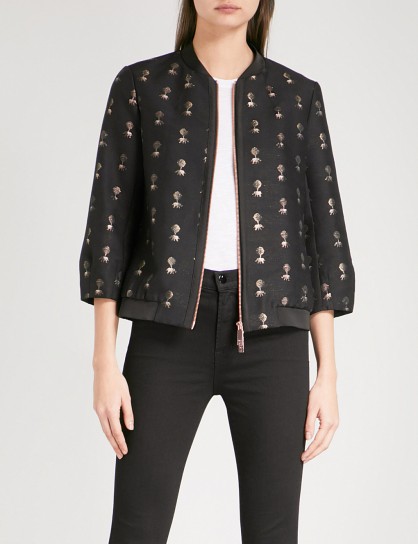 TED BAKER Ruthiee Spectacular embellished jacquard bomber jacket ~ effortless style jackets