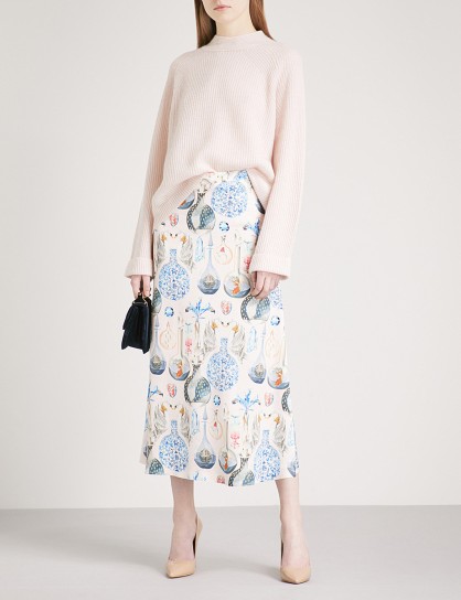 TEMPERLEY LONDON Love Potion high-rise crepe midi skirt ~ beautiful printed skirts