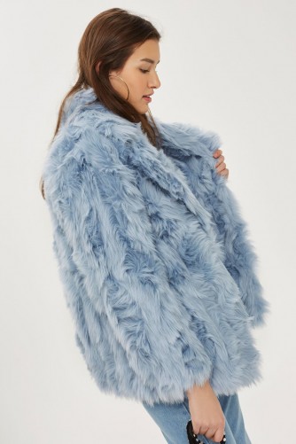 Topshop blue Textured Faux Fur Coat | fluffy winter coats