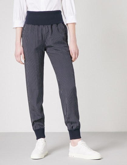 THEORY Striped relaxed-fit silk trousers | cuffed pants - flipped