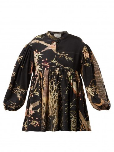 BY WALID Theresa Cherry Blossom-print silk top – printed tops – oriental style prints - flipped