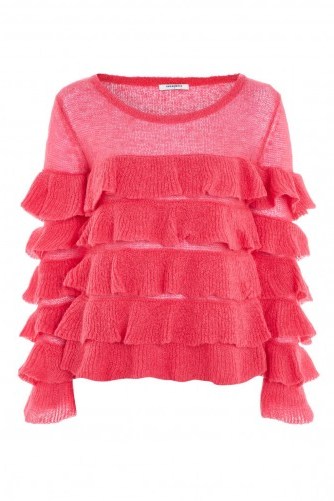 Glamorous Pink Tiered Knitted Jumper - flipped