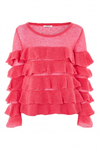 Glamorous Pink Tiered Knitted Jumper