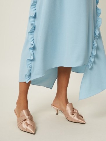 NO. 21 Twisted pale-pink satin point-toe mules ~ luxe slip ons - flipped