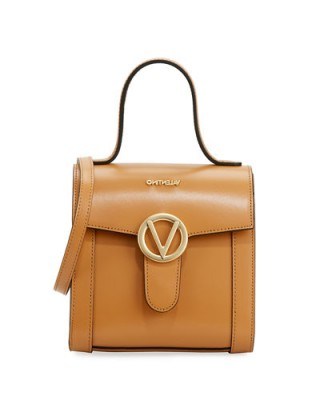 Valentino By Mario Valentino Melanie Soave Leather Satchel Bag / chic brown handbags - flipped