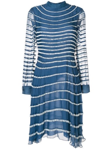 VALENTINO fringed dress ~ luxe blue fringe trimmed dresses